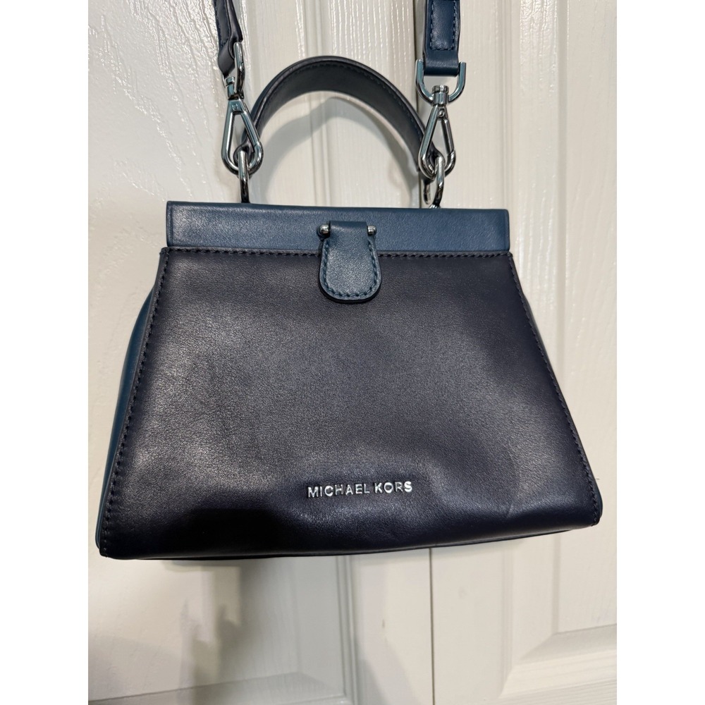 Michael Kors Gramercy Crossbody Bag‎ Navy & Teal Two-Tone Leather Shoulder Purse